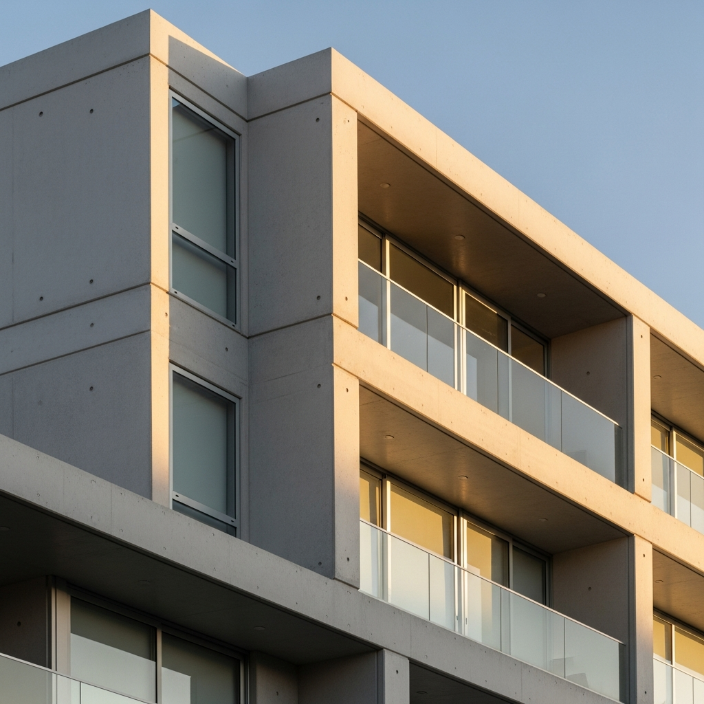 Architectural detail of a high-rise residential facade
